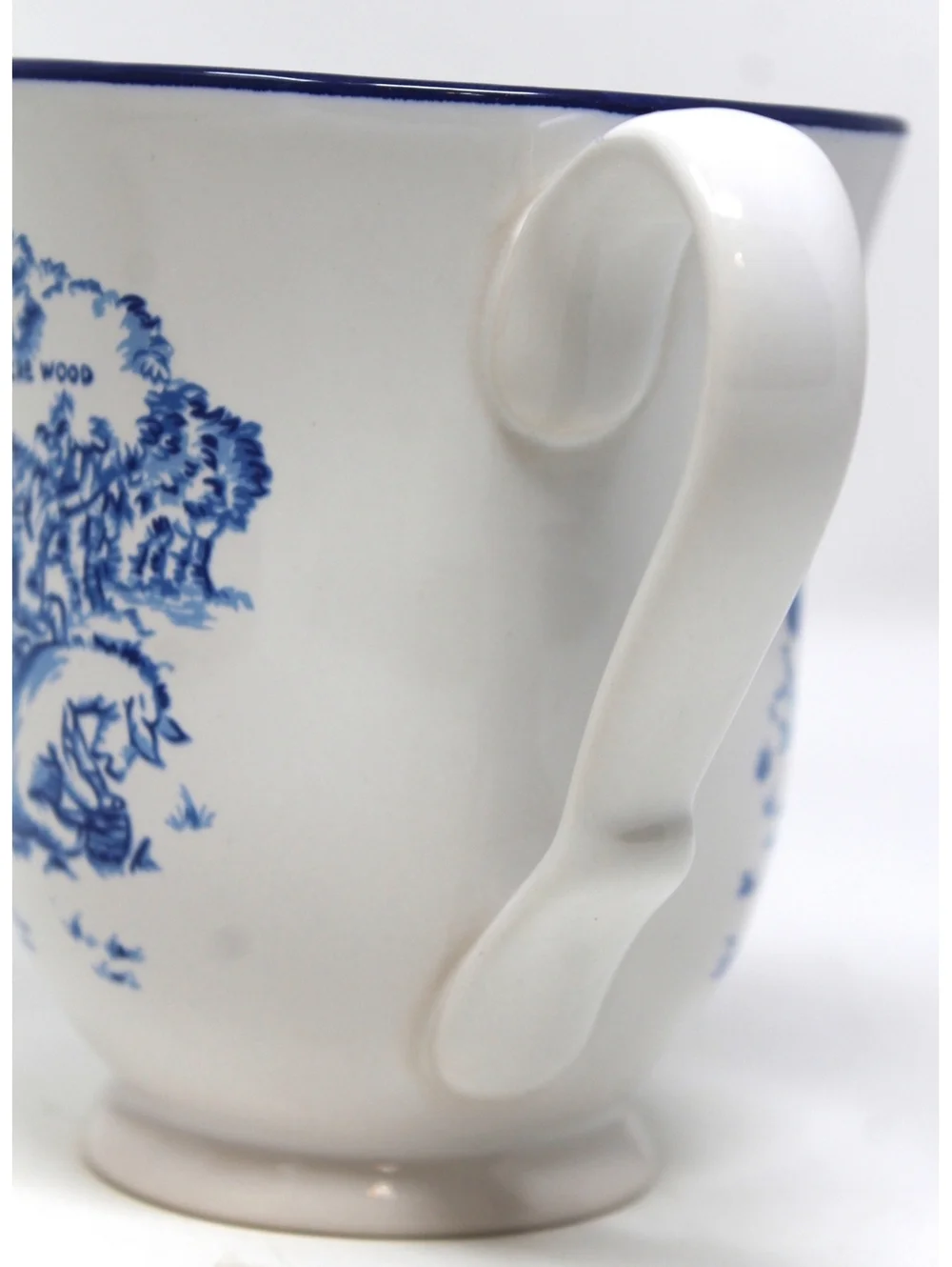 VTG Disney Winnie the Pooh Blue Toile Dinnerware Cups 4 Pcs Stoneware Handle Mug